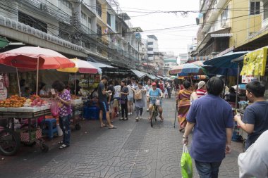 Bangkok, Tayland. Ocak 2018. Çin mahallesindeki sokak gıda