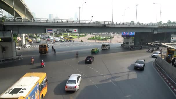 Bangkok Tailandia Enero 2018 Caótico Tráfico Ensala Daeng Junction Bangkok — Vídeo de stock