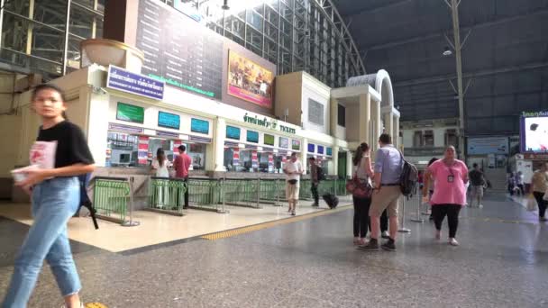 Bangkok Thailand Januar 2018 Der Ticketschalter Des Hualamphong Bahnhofs — Stockvideo