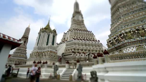 Bangkok Thajsko Ledna 2018 Detail Vnější Výzdoba Chrámu Wat Arun — Stock video