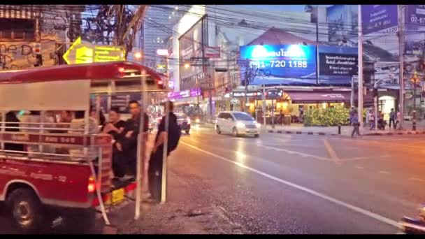 Bangkok Thailand January 2018 View Traffic Streets Night — Stock Video