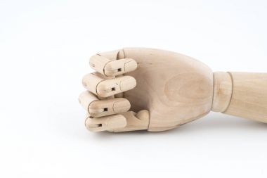 eklemli bir ahşap el ile jest