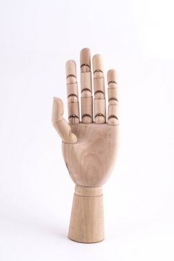 eklemli bir ahşap el ile jest