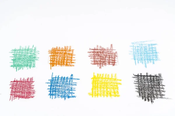 Petits Rectangles Colorés Faits Avec Des Crayons Cire — Photo