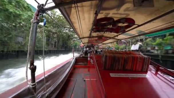 バンコク 2018 典型的なボートから見た運河 Khlong Saen セーン運河のビュー — ストック動画