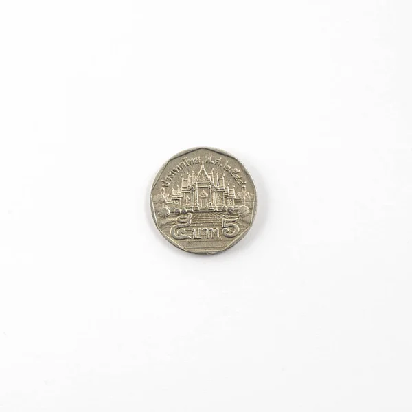 Тайские Монеты Белой Поверхности — стоковое фото
