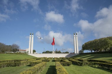  Lizbon, Portekiz, Nisan 2018. panoramik Eduardo VII park Lizbon, Portekiz