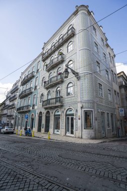 Lizbon, Portekiz, Nisan 2018. tipik Sarayı Lizbon, Portekiz dekore edilmiş çinilerle kaplı