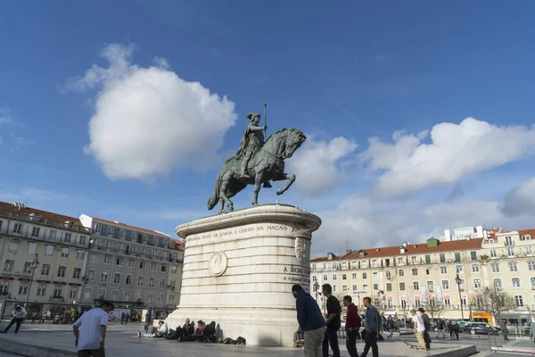 Lisboa Portugal Abril 2018 Una Estatua Ecuestre Bronce Que Representa — Foto de Stock