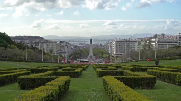 Lissabon Portugal April 2018 Een Weergave Van Eduard Vii Park — Stockvideo