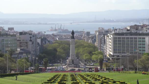 Lissabon Portugal April 2018 Een Weergave Van Eduard Vii Park — Stockvideo