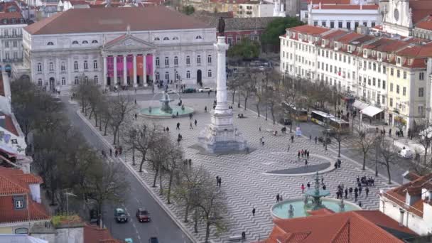 Лісабон Португалія Квітень 2018 Пташиного Dom Pedro Площі Також Званий — стокове відео