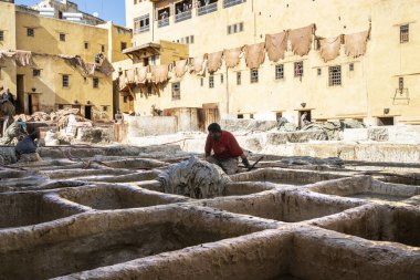 Deri ceketli Chouara Tannery