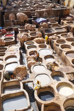 Deri ceketli Chouara Tannery