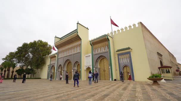 Fes Morocco Листопада 2019 Вид Фасаду Вхідними Дверима Королівського Палацу — стокове відео