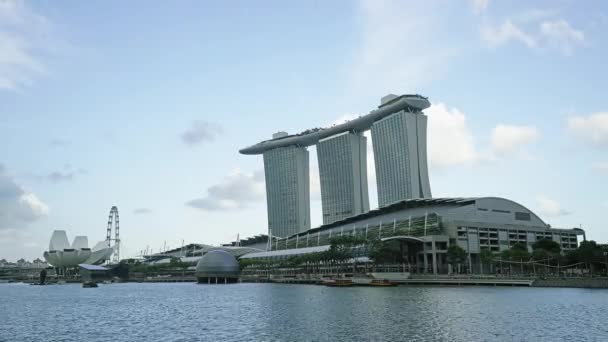 Сингапур Январь 2020 Года Временной Обзор Небоскреба Marina Bay Sands — стоковое видео
