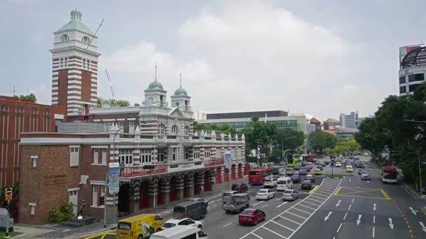 Singapur Styczeń 2020 Time Lapse Widok Budynek Straży Pożarnej Centrum — Wideo stockowe