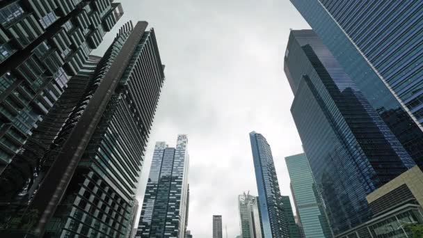 Singapur Styczeń 2020 Czas Lapse Widok Nowoczesnych Drapaczy Chmur Nad — Wideo stockowe