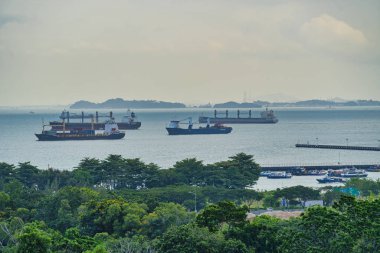 ships at anchor in Singapore