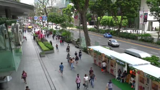 Singapur Enero 2020 Tráfico Orchard Road Multitud Acera — Vídeo de stock