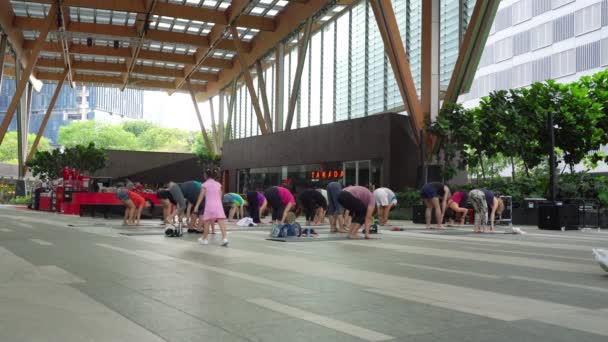Singapur Ocak 2020 Tanjong Pagar Parkı Nda Jimnastik Yapanlar — Stok video
