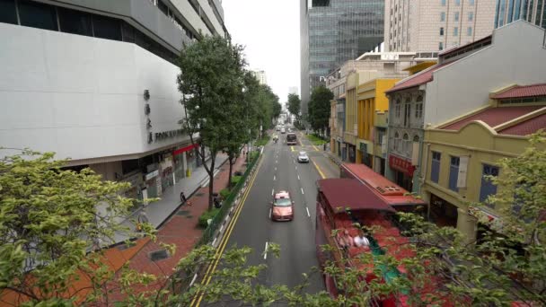 싱가포르 2020 거리의 차량들의 오버헤드 — 비디오