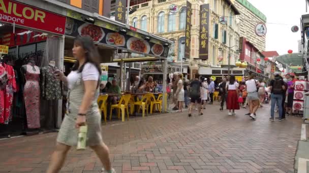 Singapur Styczeń 2020 Ulica Chinatown Zatłoczona Ludźmi Wśród Straganów — Wideo stockowe
