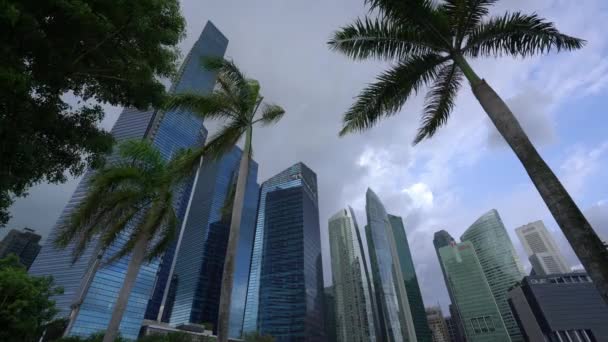 Σιγκαπούρη Ιανουάριος 2020 Πανοραμική Θέα Των Ουρανοξυστών Στον Κόλπο Της — Αρχείο Βίντεο