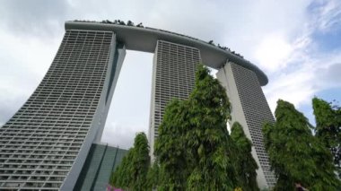 Singapore. January 2020. A panoramic view of Marina Bay Sands skyscrapers