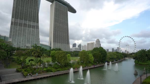 Singapur Styczeń 2020 Panoramiczny Widok Marina Bay Drapacze Chmur — Wideo stockowe