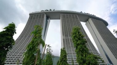Singapore. January 2020. A panoramic view of Marina Bay Sands skyscrapers