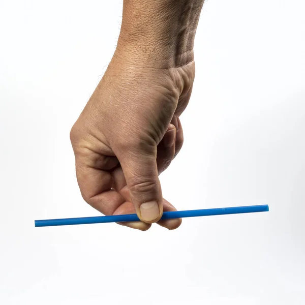 Colored Plastic Straw Hand — Stock Photo, Image