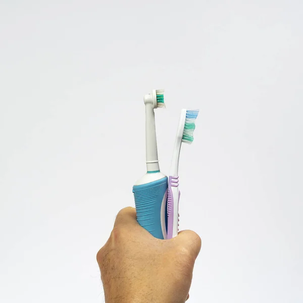 Electric Toothbrush Traditional One Hand — Stock Photo, Image