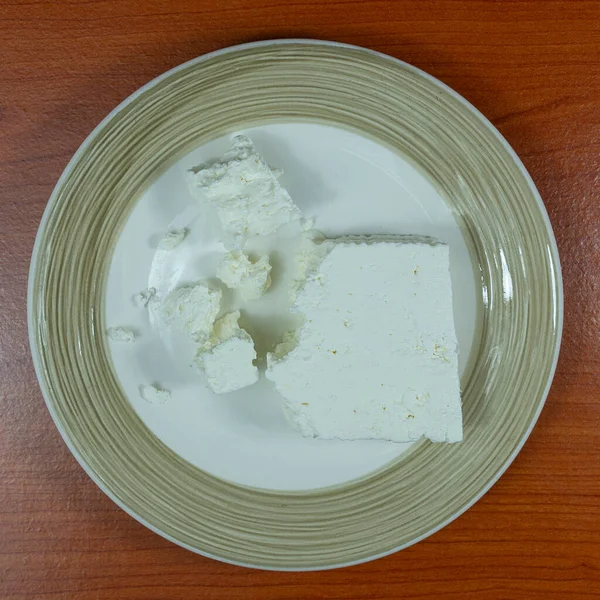 Типичный Греческий Сыр Фета Тарелке — стоковое фото