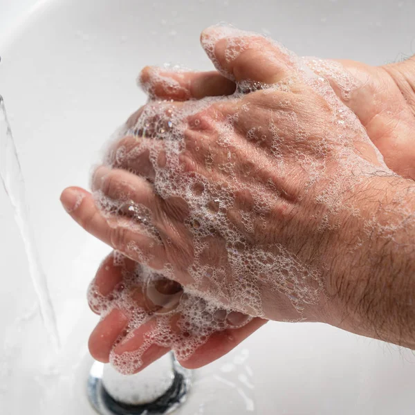 Cuci Tanganmu Dengan Sabun Covid Kali — Stok Foto