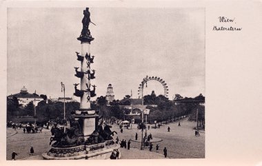 Udine, İtalya. 13 Mayıs 2020. Avusturya, Viyana 'daki Prater Park manzarası eski bir kartpostalda