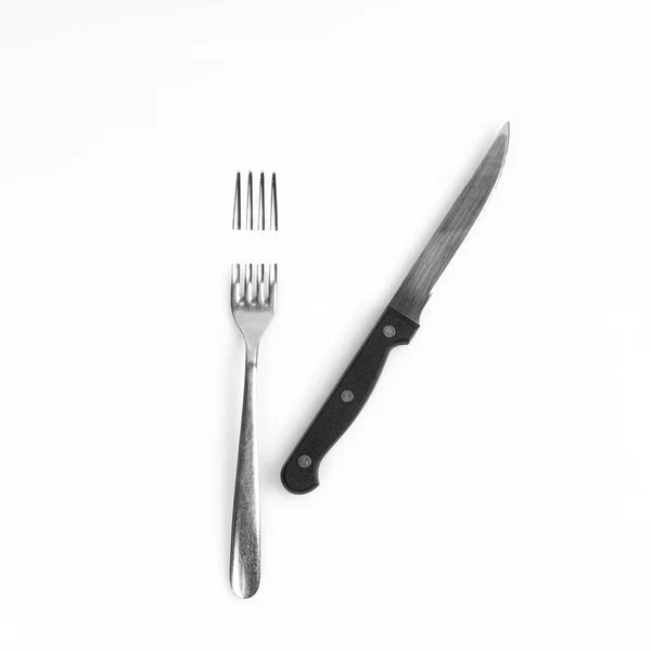 用刀叉切割的叉子 — 图库照片