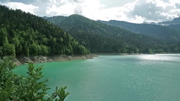 Panoramic View Sauris Lake Italy Afternoon — Stock Video