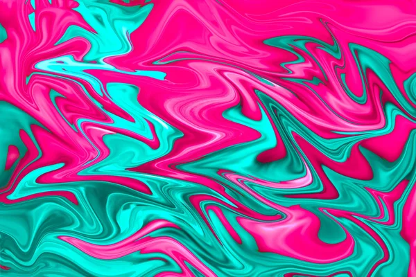 粉色和蓝绿色的独特数字流体艺术背景 — 图库照片