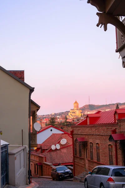 Tiflis Gürcistan Aralık 2019 Eski Şehrin Dar Bir Sokağı — Stok fotoğraf