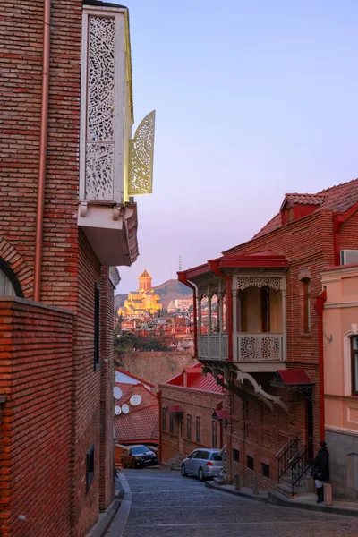 Tiflis Gürcistan Aralık 2019 Tsminda Sameba Tapınağı Veya Kutsal Üçlü — Stok fotoğraf