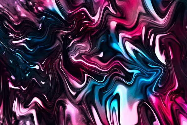 蓝色和粉色的独特数码流体艺术技术深色背景 — 图库照片