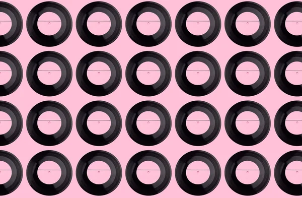 Pattern Pink Vinyl Discs Pink Background — 스톡 사진
