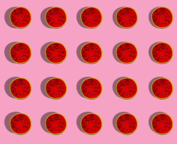 Antistress Squishy Speelgoed Watermeloen Patroon Een Roze Achtergrond — Stockfoto