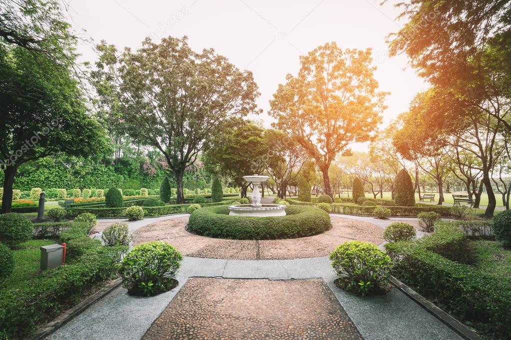 Roundabout garden with brightlight