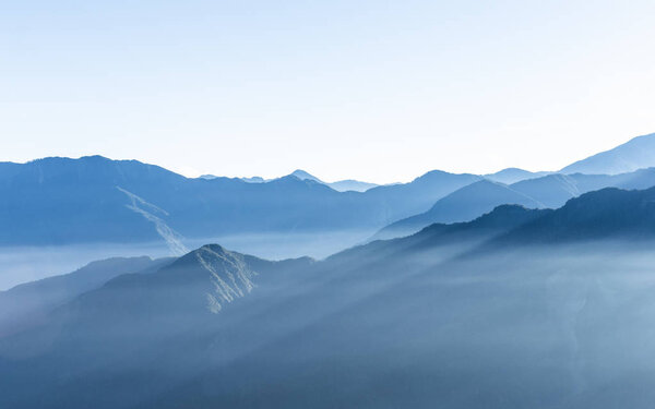 Hazy blue mountain of Zhushan mountain in Taiwan