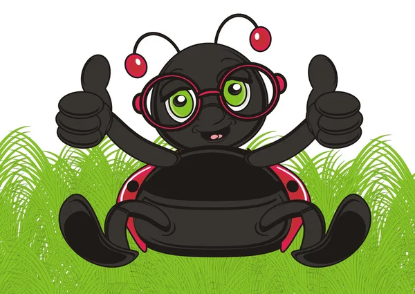 Ladybug сидеть на траве — стоковое фото