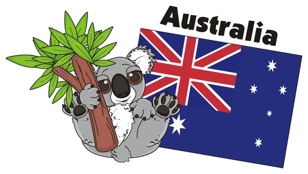 Koala com bandeira — Fotografia de Stock