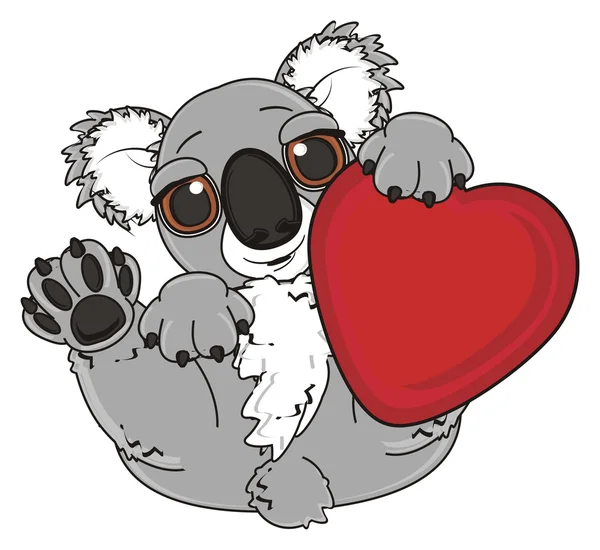 Koala met rood hart — Stockfoto