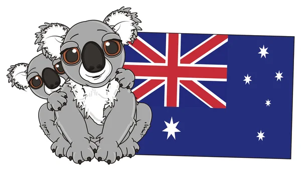 Two koalas and flag — Stock Photo, Image